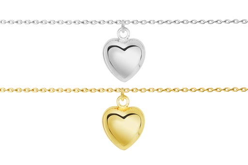 Sterling silver 14x12mm heart bracelet