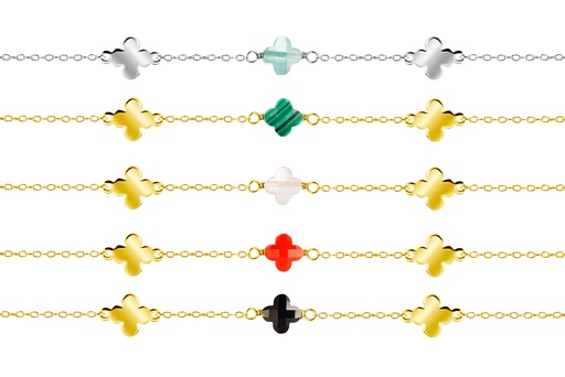 Pulsera plata 925 flor 6x6mm intercalada