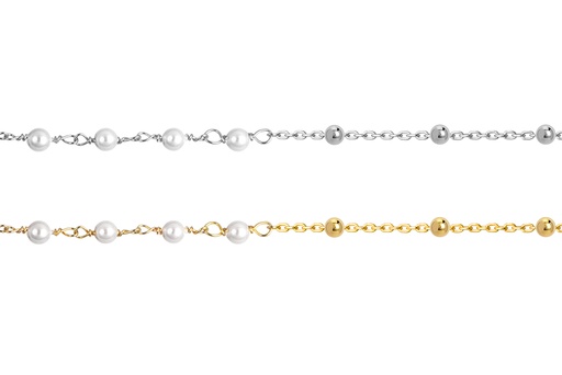 Sterling silver bracelet with 3mm pearls and 3mm beads