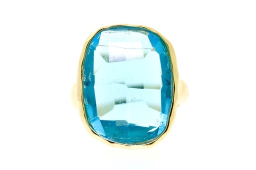 Anillo plata baño oro con piedra