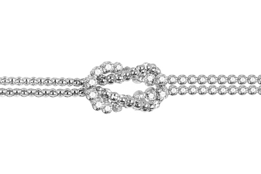 [18271B16E3ZBLRD] Pulsera plata 925 cadena coreana con nudo riviere de zirconitas de 2mm