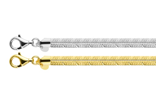 Sterling silver double flat snake chain with engraved design bracelet