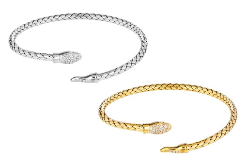 Sterling silver zirconia snake open bangle