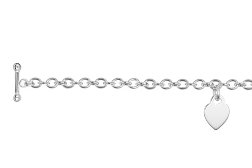 [18295B16E3PL] Sterling silver heart bracelet