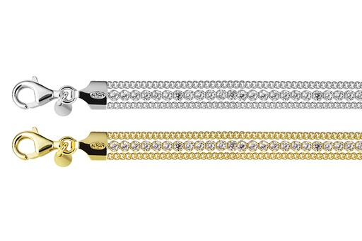 Pulsera plata 925 mix cadenas y tennis 2mm