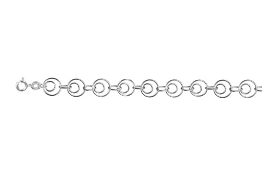 [18453B16E3PL] Sterling silver alternating 10mm circle design bracelet
