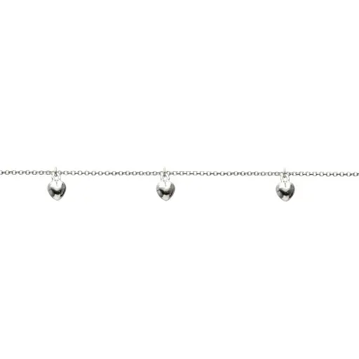 [18454B16E3PL] Sterling silver 9x6mm hearts bracelet
