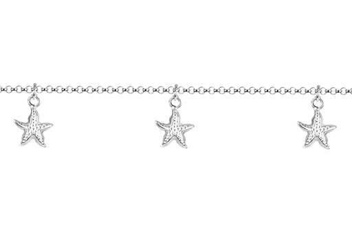 [18477B16E3PL] Sterling silver 10x8mm starfish trio bracelet