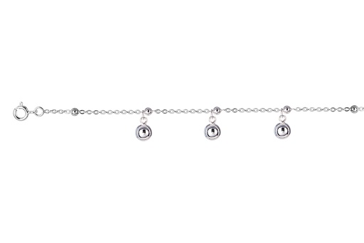 [18480B16E3PL] Sterling silver 3mm and 6mm beads bracelet