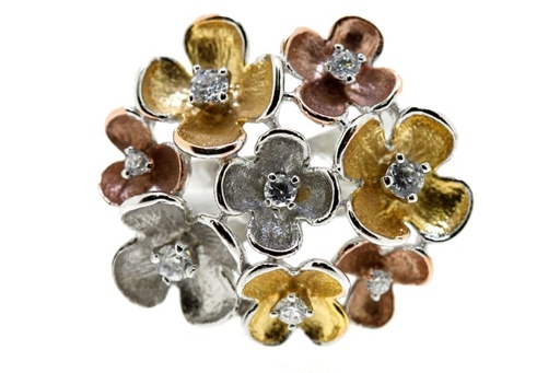Silver 925 ring cz flower