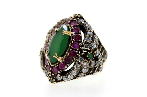 Silver 925 ring ottoman style stone & cz