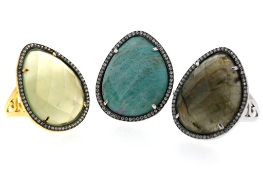 Silver 925  semi precious stone cz ring