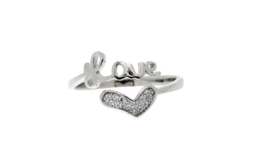 [07398A001ZBL] Anillo plata 925 zirconita abierto love 
