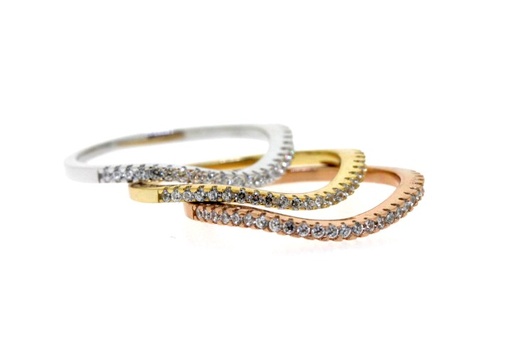 Anillo plata 925 zirconita tres alianzas 