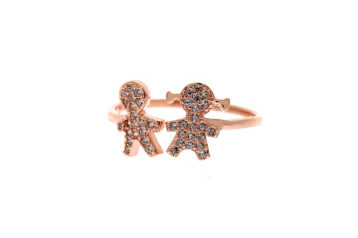 Anillo plata 925 zirconita niña y niño abierto 