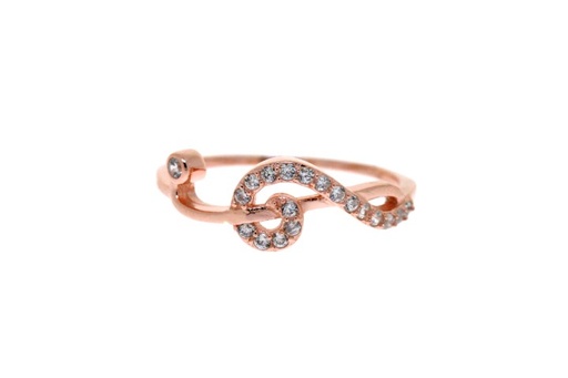 Silver 925 cz ring symbol music