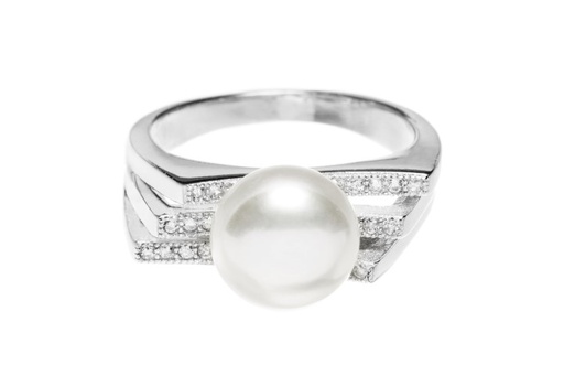 Anillo plata 925 zirconita y perla cultivada 9mm 