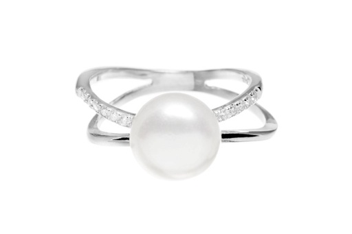 Silver 925 cz & pearl ring
