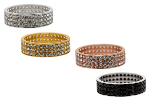 Silver 925 cz 3lines ring