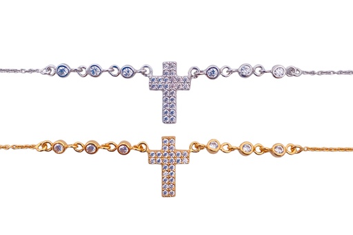 Sterling silver zirconia cross necklace