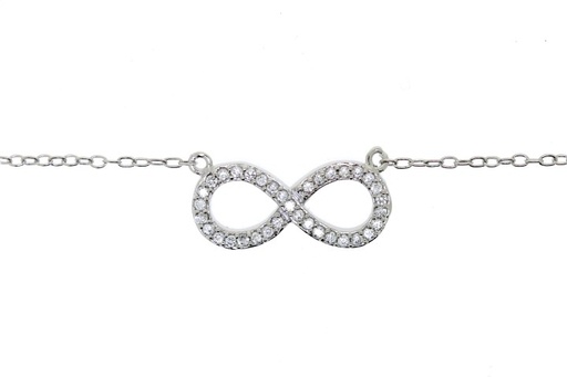 Silver 925 necklace infinity c 40+5cm rhodium