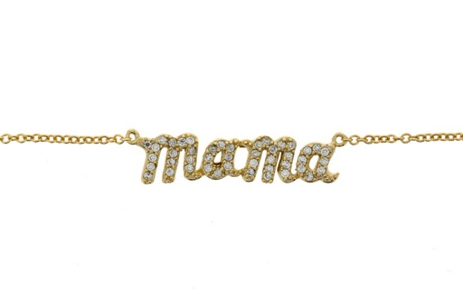 Silver 925 necklace mama cz 40+5cm rhodium
