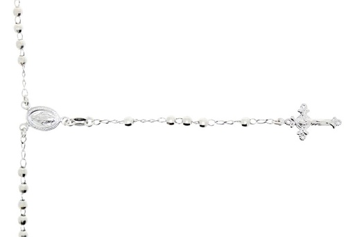[0617200000RD] Collar rosario plata 925 bola diamantada 