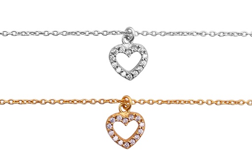 Collar plata 925 corazón zirconita 9x8mm