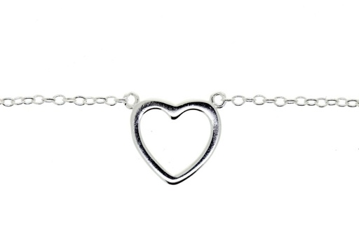 Silver 925 necklace heart 40+5cm sterling silver