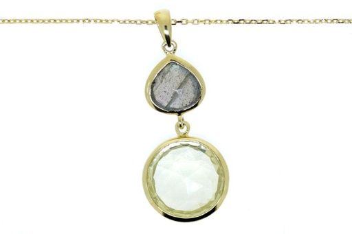 [06875C000000] Collar plata 925 cuarzo limon y labrodolite 