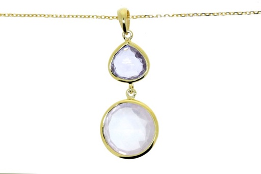 [06878C000000] Silver 925 necklace rose quart 40+5cm sterling silver