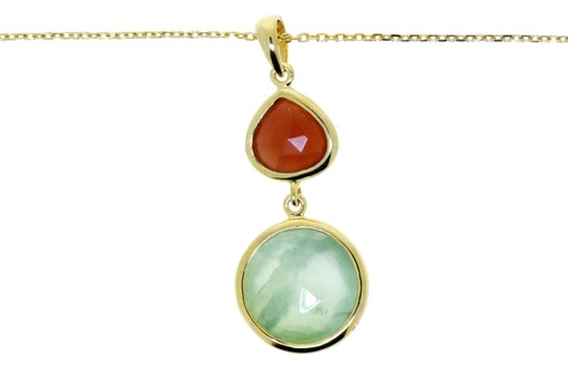 [06879C000000] Collar plata 925 p.luna melocoton y prehinite 