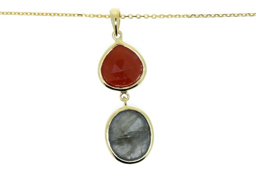 [06892C000000] Collar plata 925 labrodolite y p.luna melocoton 