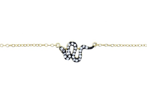 [07212C002ZBL] Silver 925 necklace snake 40+5cm gold plated