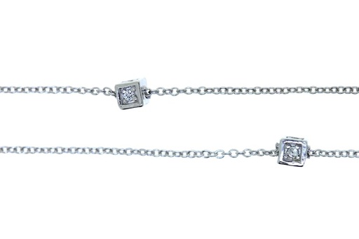 [07274C001ZBL] Silver 925 necklaces cubes cz 40+5cm rhodium