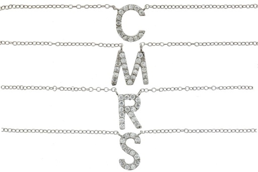 Collar plata 925 letra con zirconita 