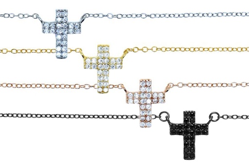 [07404C002ZBL] Collar plata 925 microsetting zirconita cruz 