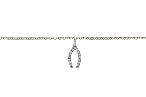 Silver 925 cz necklace 38+5cm rhodium