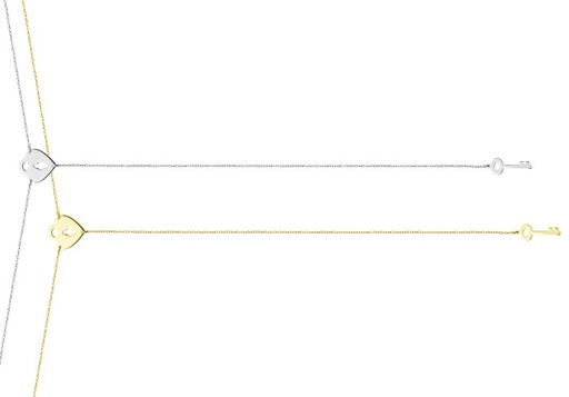 Collar plata 925 corazon candado y llave 