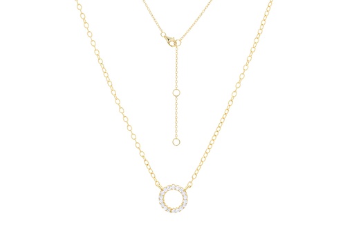 Silver 925 necklace cz circle 38+5cm rutenium plated