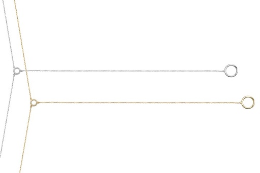 Silver 925 necklace cz two cir 50cm rhodium