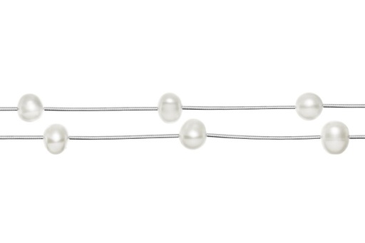 [07925C001PBL] Silver 925 pearl necklace 40+5cm rhodium