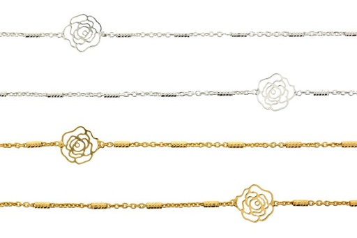 Collar plata 925 rosas 