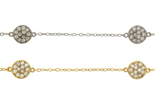 Silver 925 microsetting neckla 38+5cm rhodium