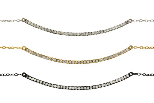 Silver 925 necklace cz 40+5cm rutenium plated