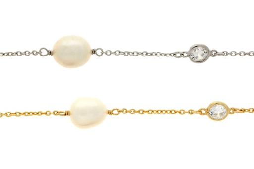 Collar plata 925 perla cultivada y cz 