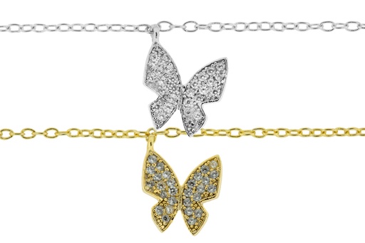 Sterling silver zirconia butterfly necklace