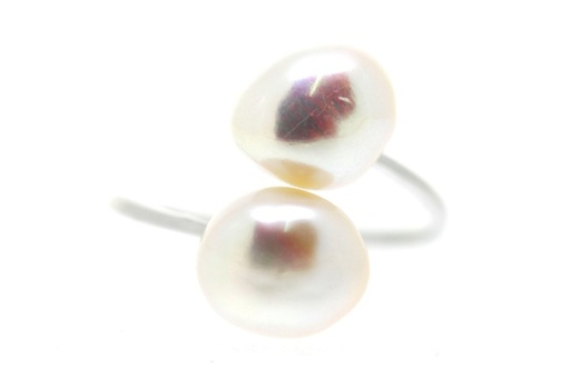 [08239RTA00PBLRD] Sterling silver ring with double fresh water pearl 8mm