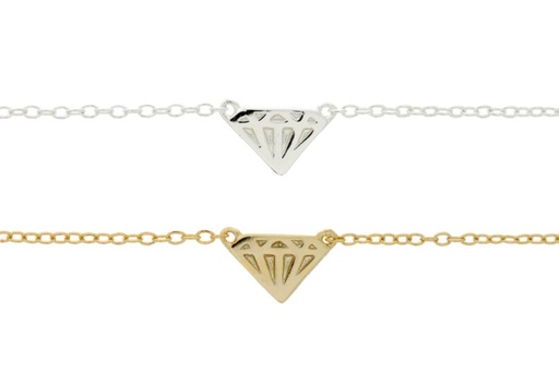 Silver 925 diamond necklace 38+5cm sterling silver