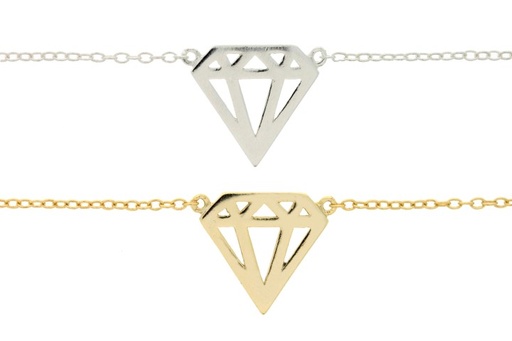 Silver 925 diamond necklace 38+5cm sterling silver